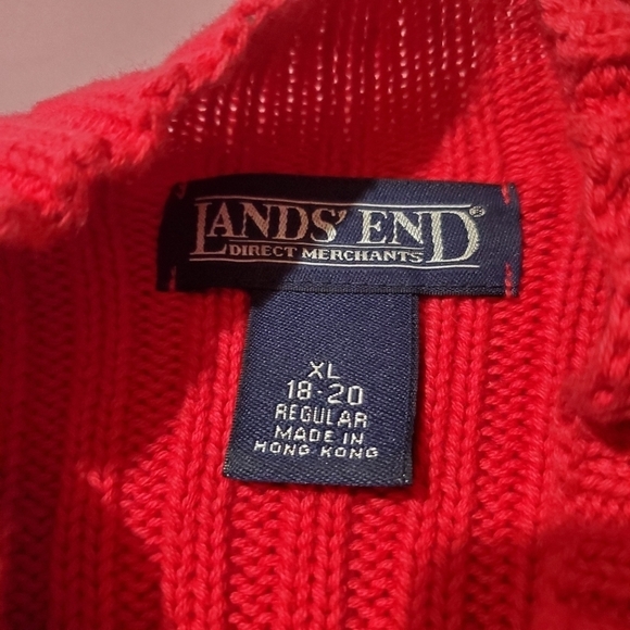 🍎 Lands End Red Knit Sweater Heavy - Picture 6 of 6
